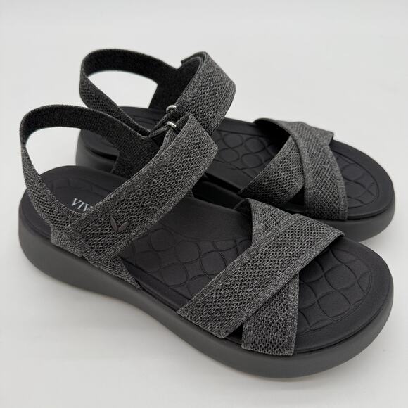 Vivaia Kiara AdaptAll Sport Rich Grey Knit Comfort Hook & Loop Active Sandals 7 - Picture 1 of 8